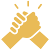 yellow icon of hands clapping